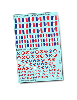1/285 French/Free French/Vichy French Flags and Roundels Water Slide Decals