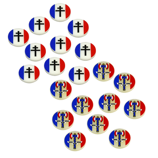20pc WWII Free France & Vichy France Faction Token Bundle