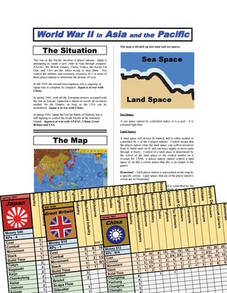 Word War II in Asia & Pacific 3rd Edition Set Up Charts & Rule Book Download
