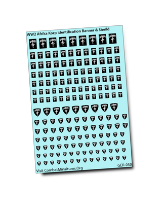 WW2 German Afrika Korp Identification Banner & Shield Water Slide Decal