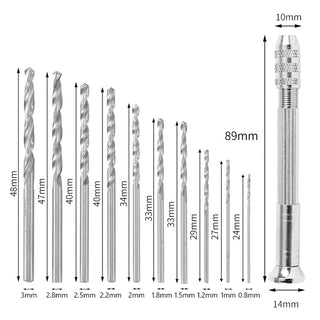 1Pc Mini Hand Drill With 0.8mm-3.0mm Drill Bits Set