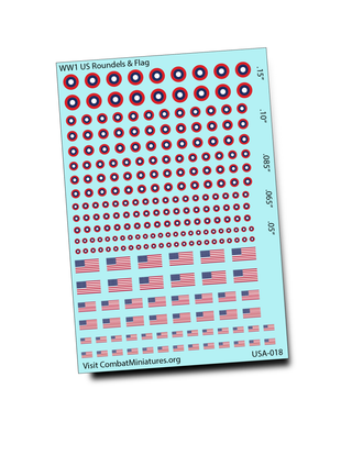 WW1 US Roundel &  Flag Water Slide Decals