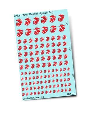 1/300-1/600 United States Marine Logo in Red Water Slide Decals