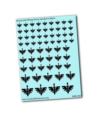 Sword with Wings Army Symbol in Black Waterslide Decal