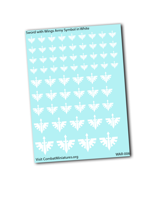 Sword with Wings Army Symbol in White Waterslide Decal (Copy)