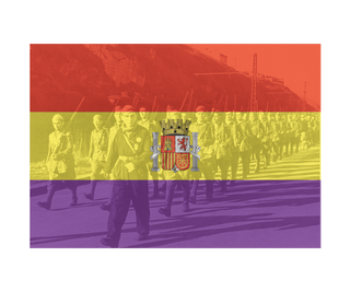 Spanish Civil War Republican Flag w/ Image Combat Label