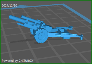 3D Printed US 105mm Howitzer in Firing Position (x10)