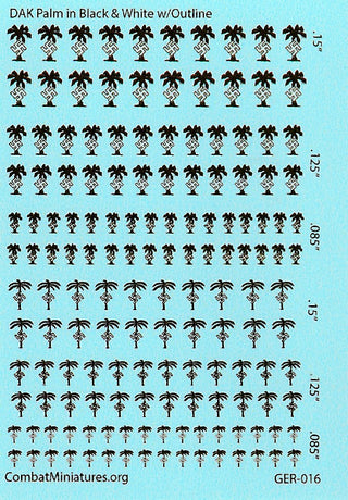 1/285 WW2 German DAK Palm in Black & White w/ Outline Water Slide Decal