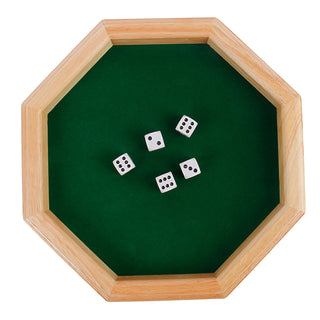 Heavy Duty 12 Inch Octagonal Wooden Dice Tray with Felt Lined Rolling Surface