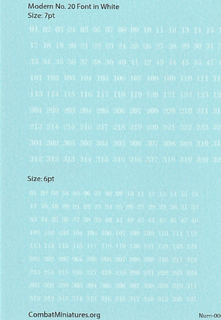 1/300-1/600 Modern No. 20 Font Numbers in Black