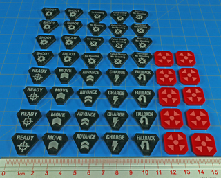 Combat Token Set compatible with WH:KT, Translucent Grey & Red (x50)