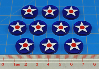 WWII Acrylic Pacific Theater Tokens, American Pre-War Roundel (x10)
