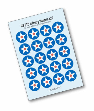 Axis & Allies US Infantry Base Insignia Water Slide Decal/Your Choice Pacific or Europe (x20)