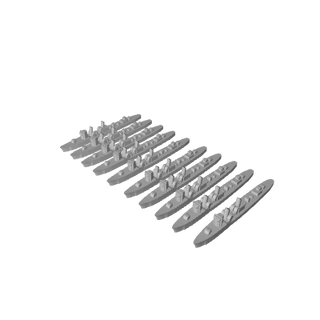 3D Printed 10pc IJN Fubuki Class Destroyer Floatilla