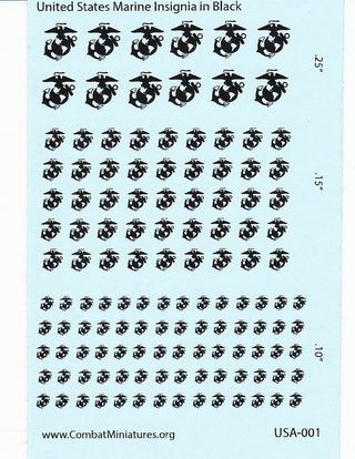 1/300-1/600 United States Marine Logo in Black Water Slide Decals