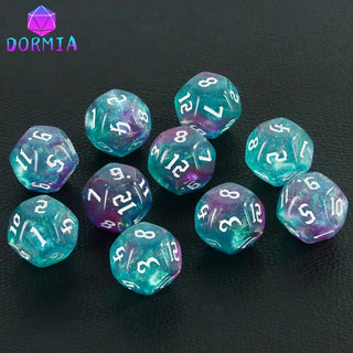 10pc 12 - Sided Polyhedral Dice Set - Combat Miniatures