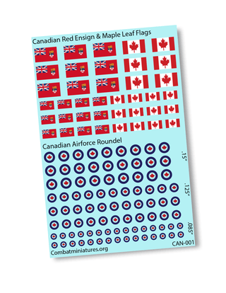 1/285 Canadian Red Ensign/ Maple Leaf Flag and Roundel Water Slide Decals - Combat Miniatures