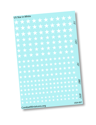 1/285 US Star in White Water Slide Decals - Combat Miniatures