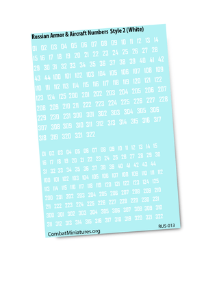 1/285 WW2 Soviet Union Armor & Aircraft Numbers in White - Combat Miniatures