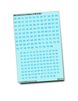 1/300 - 1/600 British Turret Numbers 29 - 81 in Blue - Combat Miniatures