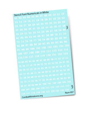 1/300 - 1/600 Stencil Numbers in White Water Slide Decals - Combat Miniatures