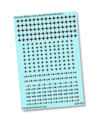 1/300 - 1/600 WW2 German Balken Cross Aircraft Water Slide Decals - Combat Miniatures