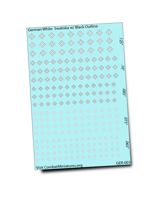 1/300 - 1/600 WW2 German White w/ Outline Swastika Water Slide Decals - Combat Miniatures