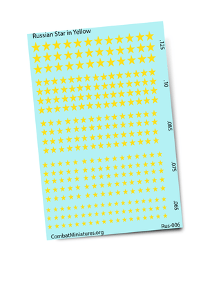 1/300 1/600 WW2 Russian Star in Yellow Water Slide Decals - Combat Miniatures