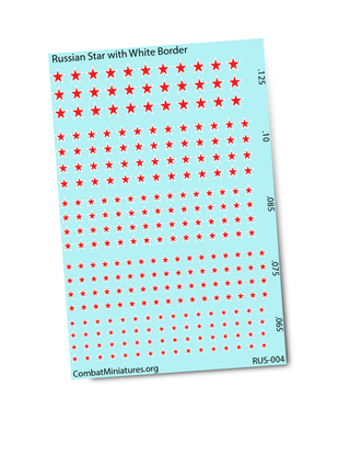 1/300 1/600 WW2 Russian Star with White Boarder Water Slide Decals - Combat Miniatures