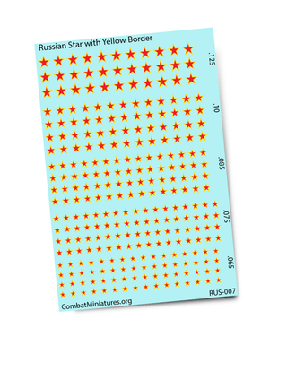 1/300 1/600 WW2 Russian Star with Yellow Border Water Slide Decals - Combat Miniatures
