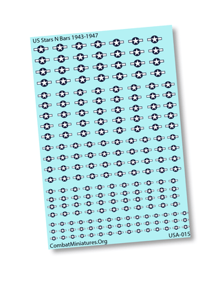 1/600 US Stars N Bars 1943 - 1947 Water Slide Decals - Combat Miniatures