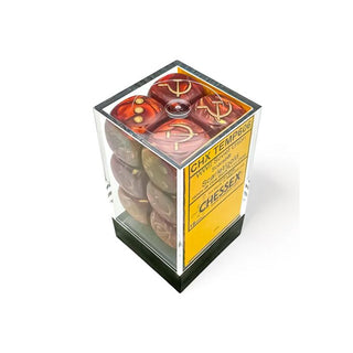 16mm Opaque WW2 Soviet Scarab Scarlet/gold D6 (x12) - Combat Miniatures