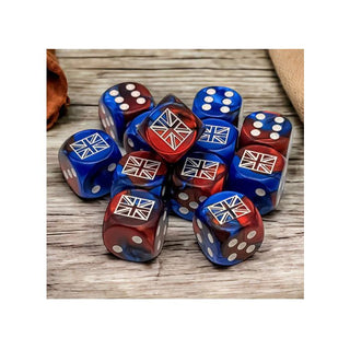16mm Opaque WW2 United Kingdom Gemini Blue Red/white D6 (X12) - Combat Miniatures