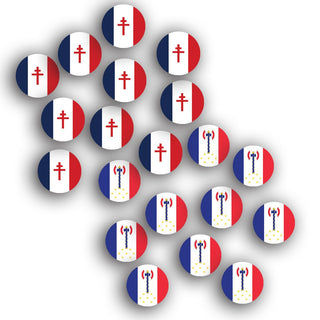 20pc WWII Free France & Vichy France Faction Token Bundle | Historical Acrylic Roundels - Combat Miniatures