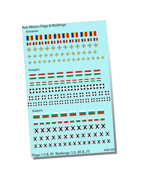 1/285 WW2 Romania, Hungarian & Bulgarian Aircraft Markings and Flags Water Slide Decals