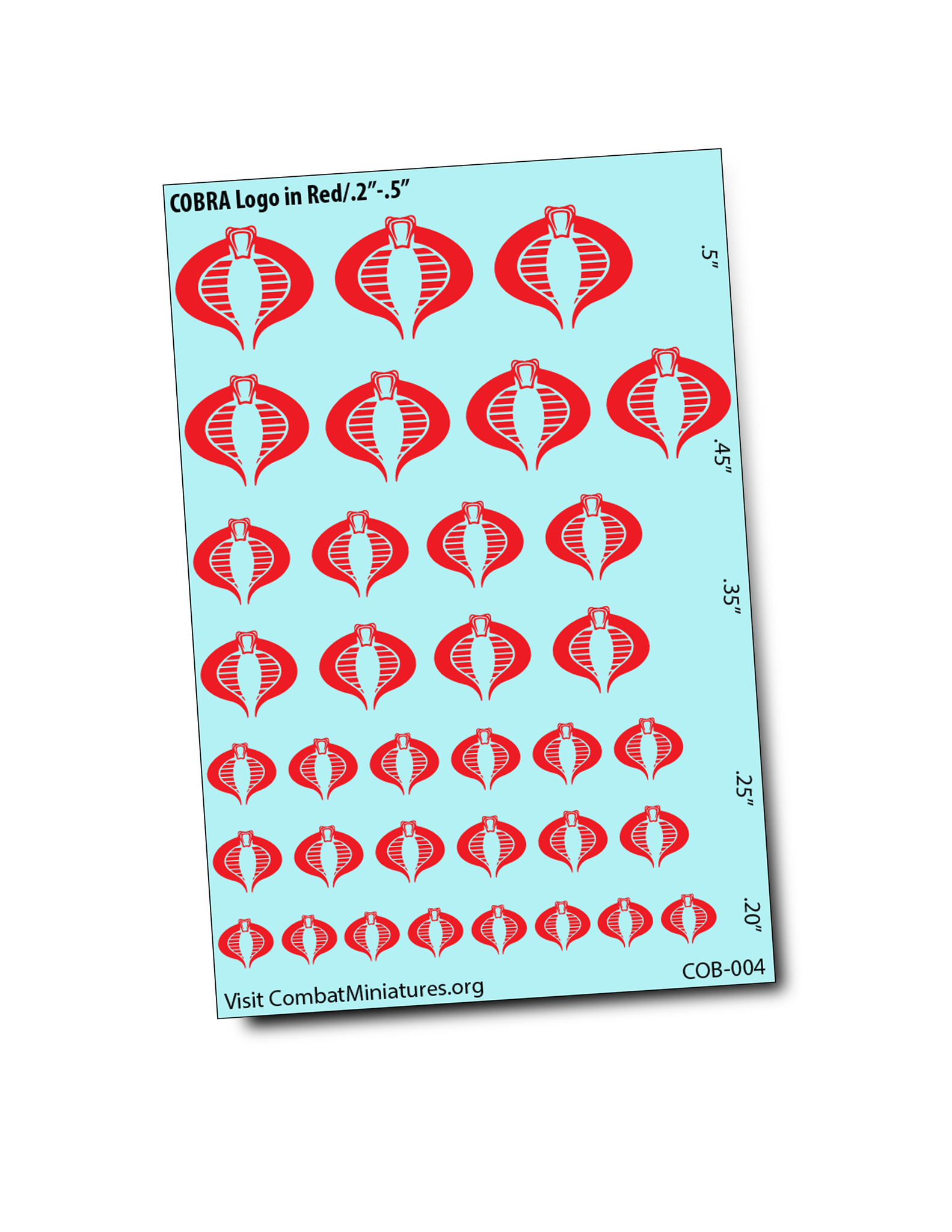 Cobra Command Silhouette in Red Water Slide Decals, .2"W - .5"W
