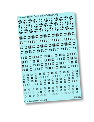1/300-1/600 WW2 German Balken Cross Black Outline  Water Slide Decals