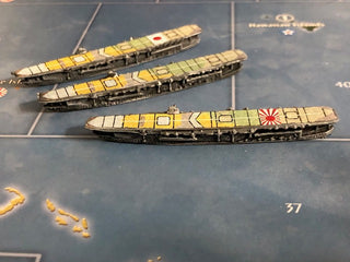 Custom Painted Historical Board Gaming Japanese Aircraft Carriers 3-Pack | WWII Carrier Miniatures