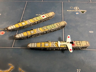 Custom Painted Historical Board Gaming Japanese Aircraft Carriers 3-Pack | WWII Carrier Miniatures