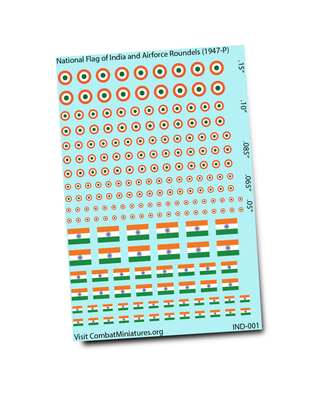 National Flag of India and Airforce Roundels (1947-P) Water Slide Decals