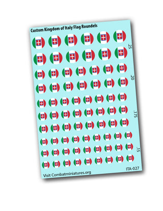 Custom Kingdom of Italy (1861-1946) Flag Roundels Water Slide Decals