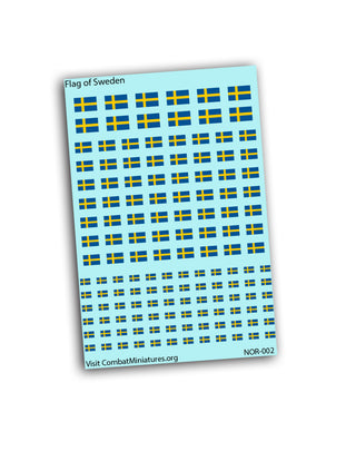 Swedish Flag Waterslide Decals | WWII Scale Model & Miniature Flag Decals | CombatMiniatures.org