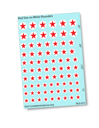 Red Star White Background Roundel Waterslide Decals – 4 Sizes