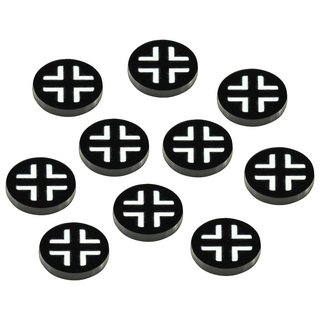 WWII Acrylic Faction Roundels, German National Cross in White on Black Acrylic (x10)