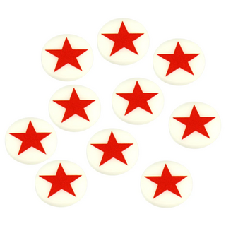 WWII Acrylic Faction Roundels, Russian Star in Red on White Acrylic (x10)