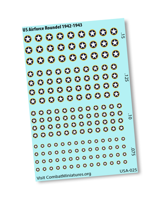 United States Army Airforce Roundel 1942-1943 Water Slide Decals
