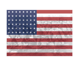 United States National Flag with Image Combat Label