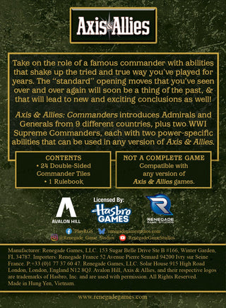 Axis & Allies: Commanders PRE - ORDER - Combat Miniatures