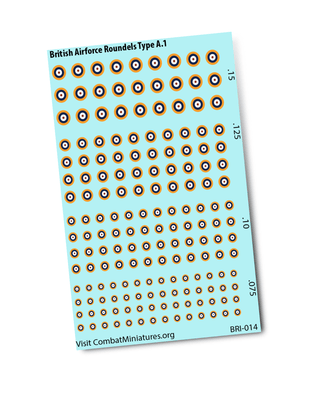 British Airforce Roundel Type A.1 Water Slide Decals - Combat Miniatures