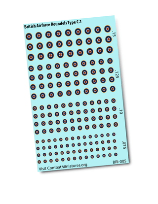 British Airforce Roundel Type C.1 Water Slide Decals - Combat Miniatures